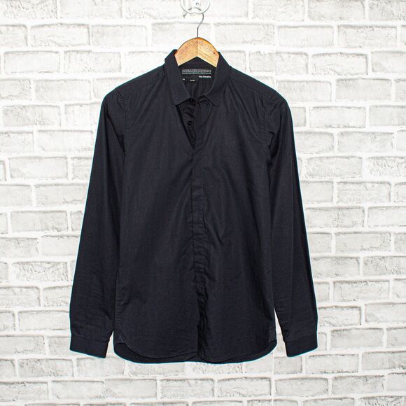 The Kooples Men's Fitted button up Shirt in solid carbon Black Size XS - Picture 1 of 6